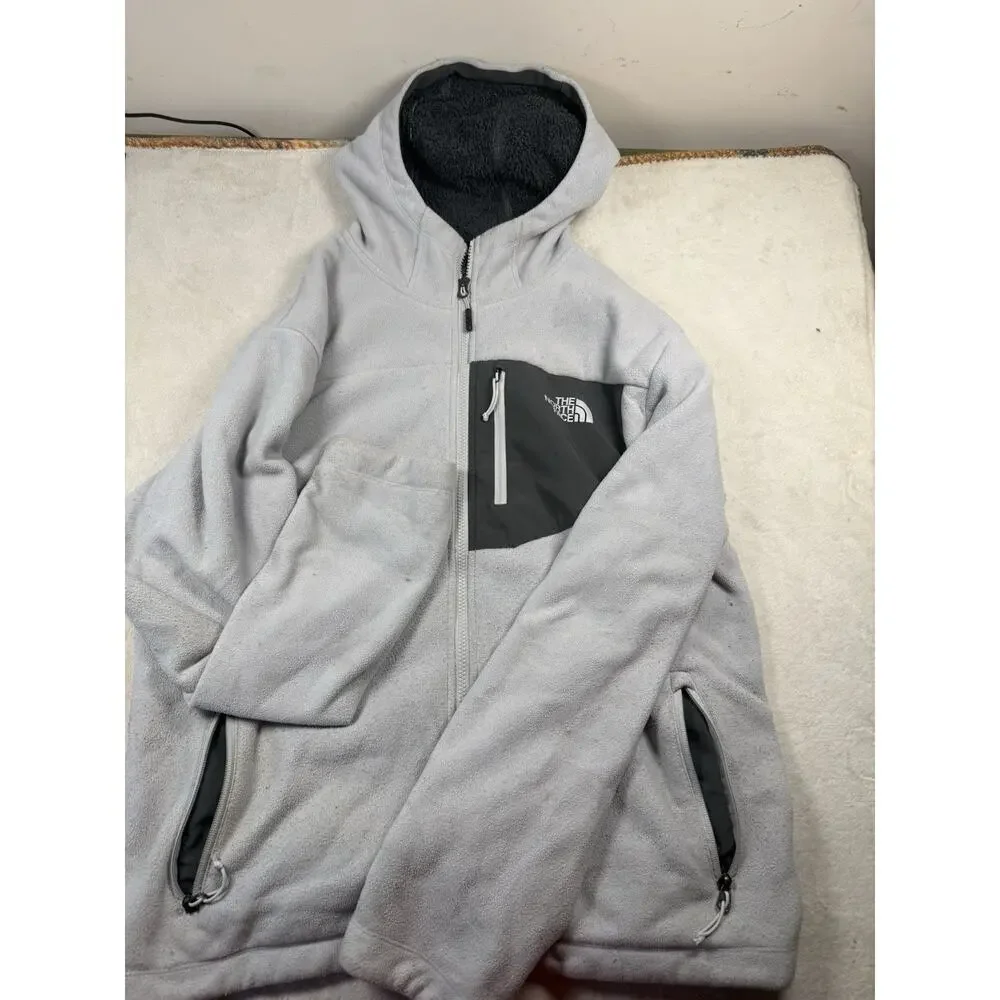 The North Face Men’s L Gray Sherpa Lined Full Zip Hooded Fleece Jacket